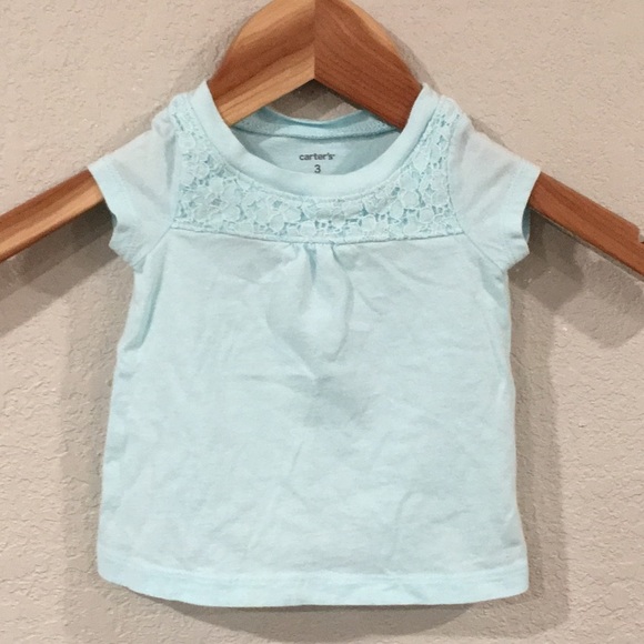 Carter’s Baby 3M Lace Detail‎ Short Sleeve Shirt Blouse 100% Cotton - Picture 1 of 7